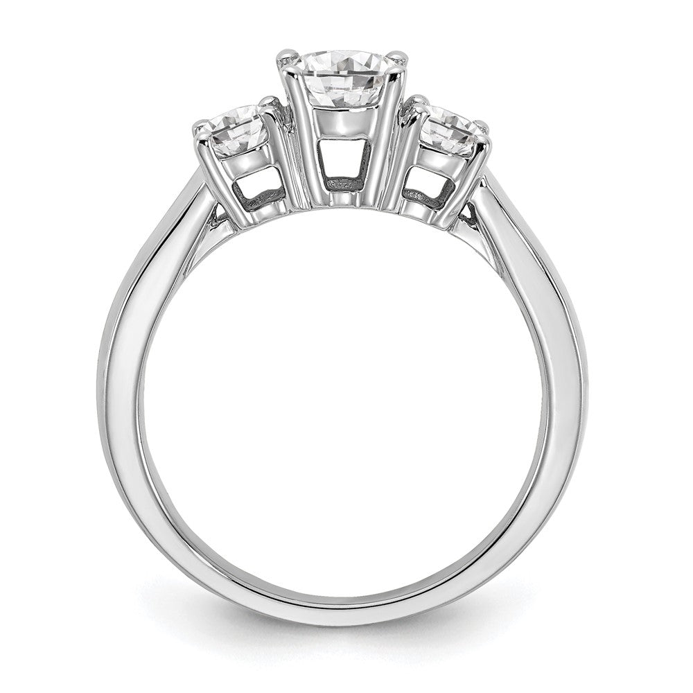 14K Weißgold Verlobungsring mit 0,75 ct. Laborgezüchteten Diamanten VS/SI+ G+, 0,75 ct. Mittelstein rund, Drei-Steine-Fassung