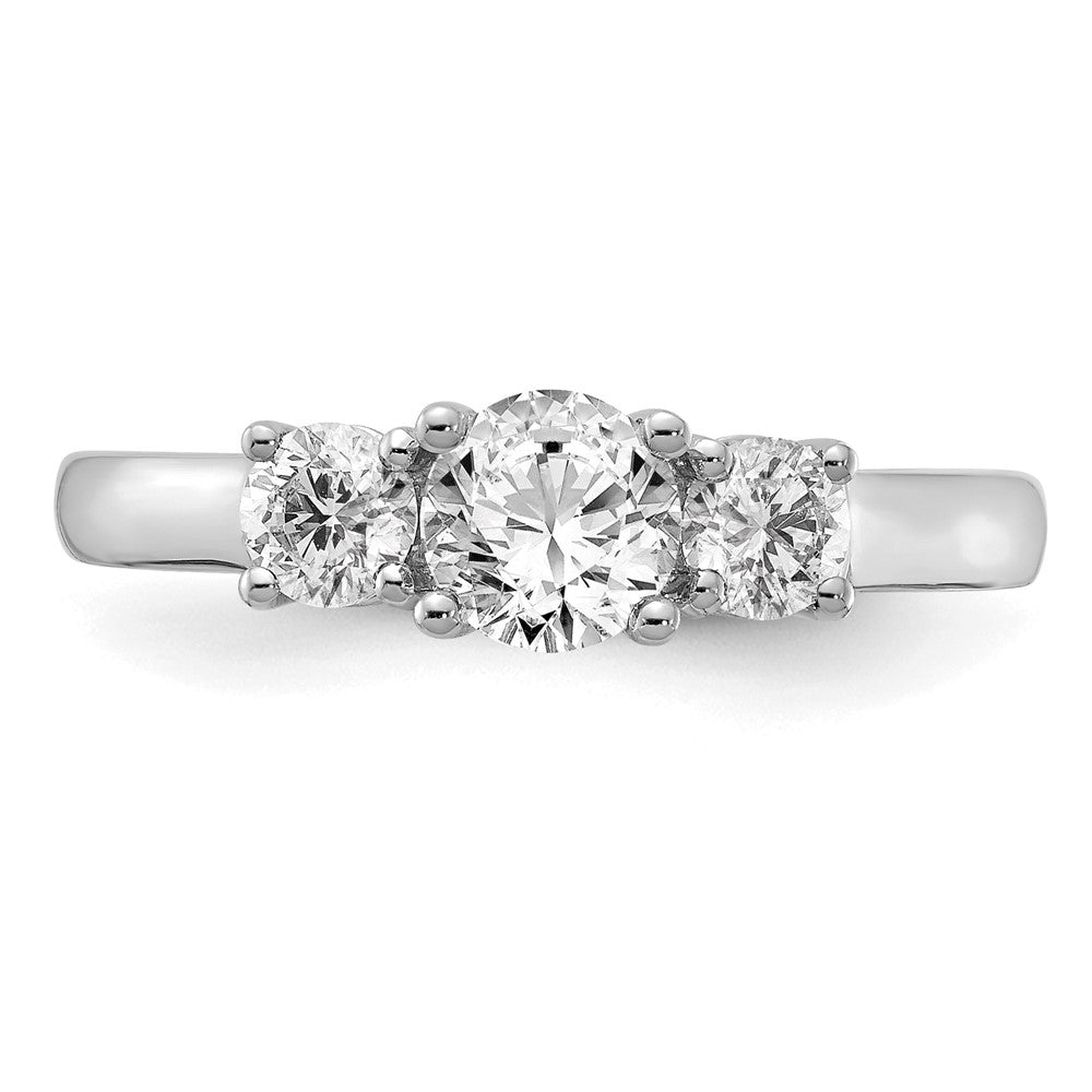 14K Weißgold Verlobungsring mit 0,75 ct. Laborgezüchteten Diamanten VS/SI+ G+, 0,75 ct. Mittelstein rund, Drei-Steine-Fassung