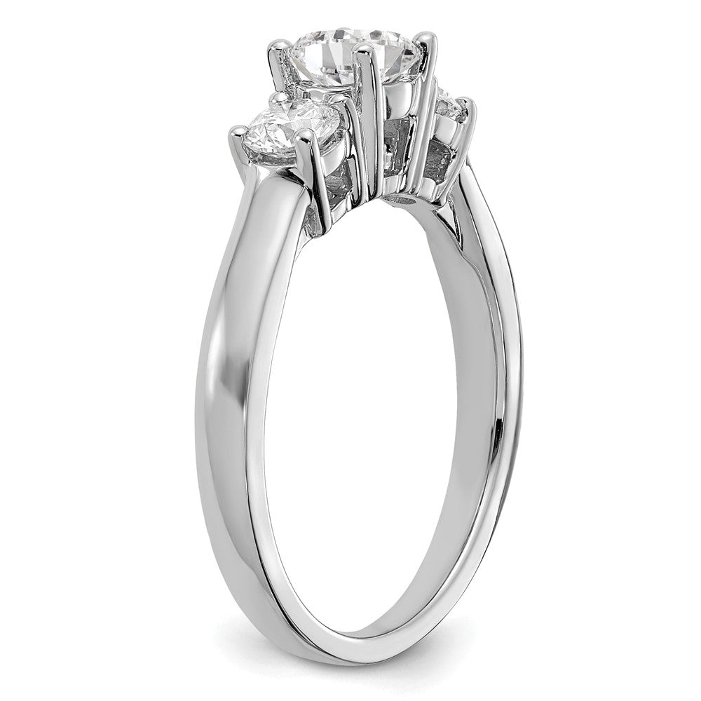 14K Weißgold Verlobungsring mit 0,75 ct. Laborgezüchteten Diamanten VS/SI+ G+, 0,75 ct. Mittelstein rund, Drei-Steine-Fassung