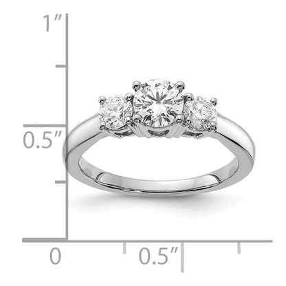 14K Weißgold Verlobungsring mit 0,5 ct. Laborgezüchteten Diamanten VS/SI+ G+, 0,5 ct. Mittelstein, rund, Drei-Steine-Design