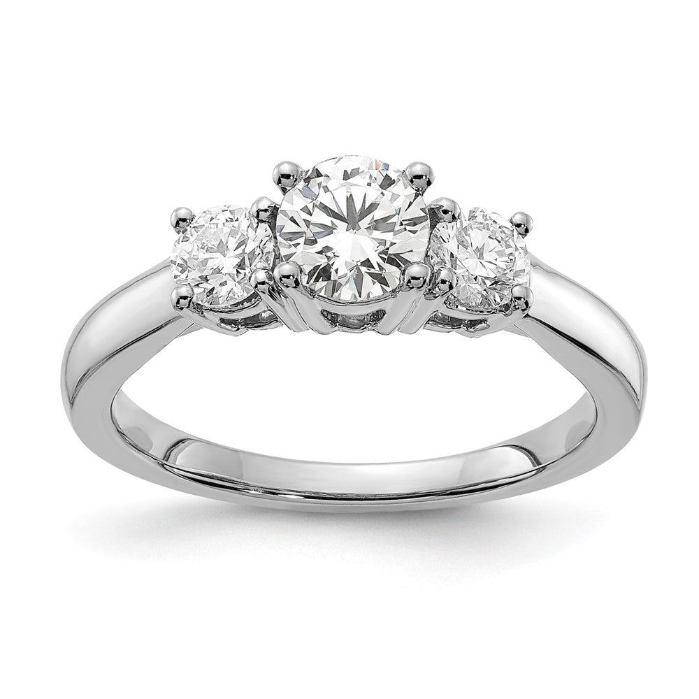 14K Weißgold Verlobungsring mit 0,75 ct. Laborgezüchteten Diamanten VS/SI+ G+, 0,75 ct. Mittelstein rund, Drei-Steine-Fassung