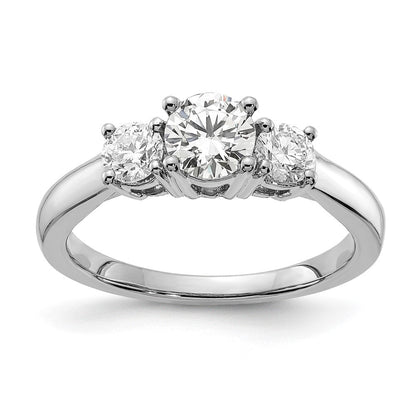 14K Weißgold Verlobungsring mit 0,5 ct. Laborgezüchteten Diamanten VS/SI+ G+, 0,5 ct. Mittelstein, rund, Drei-Steine-Design
