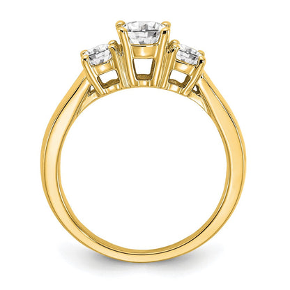 14K Gelbgold Verlobungsring mit 0,5 ct. laborgezüchtetem Diamant VS/SI+ G+, Mittelstein Rund 0,5 ct., Drei-Stein-Fassung