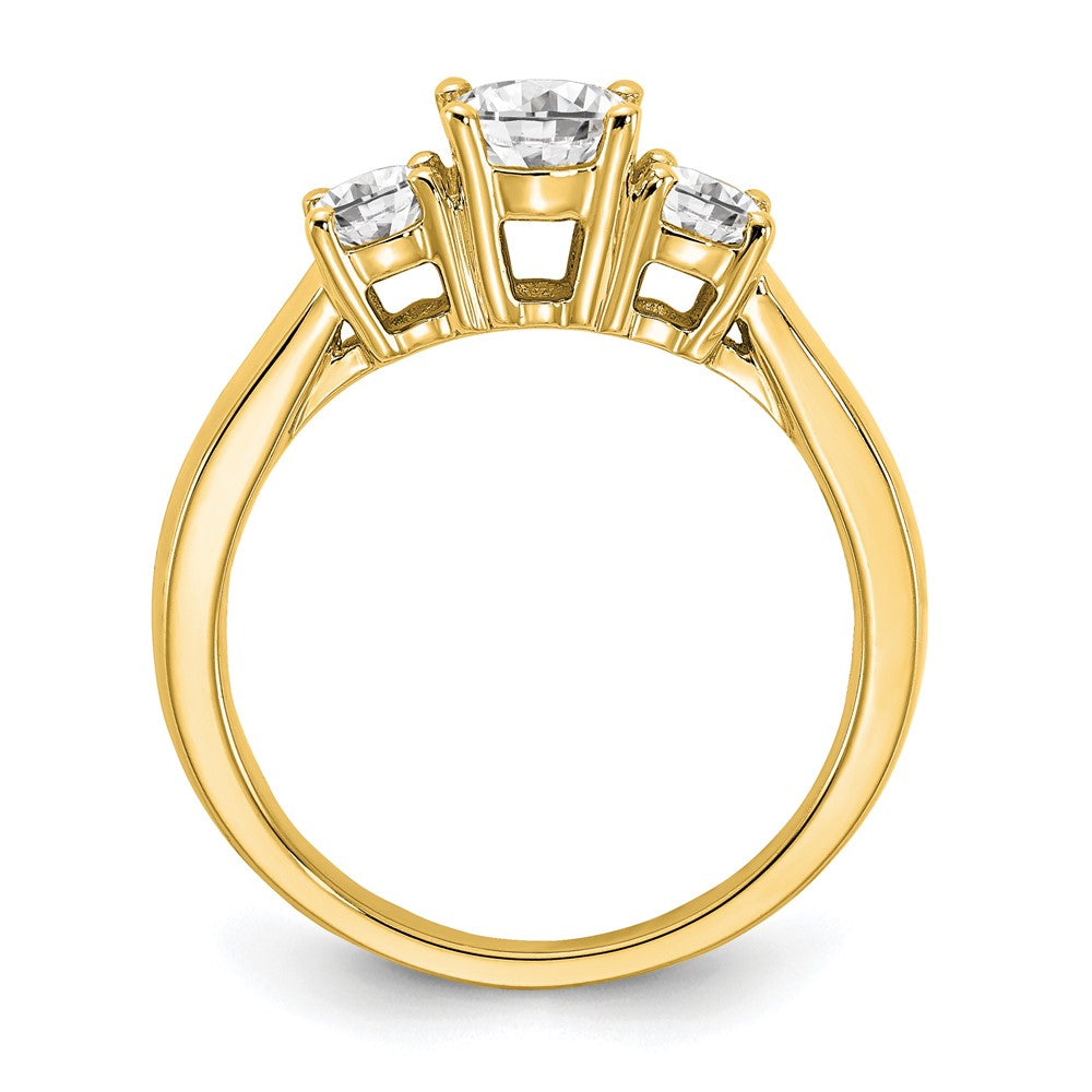 14K Gelbgold Dreistein-Verlobungsring mit 1 ct. laborgezüchtetem rundem Diamant, VS/SI+ G+