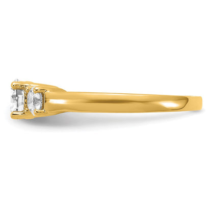 14K Gelbgold Dreistein-Verlobungsring mit 1 ct. laborgezüchtetem rundem Diamant, VS/SI+ G+