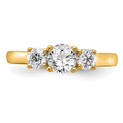 14K Gelbgold Verlobungsring mit 0,5 ct. laborgezüchtetem Diamant VS/SI+ G+, Mittelstein Rund 0,5 ct., Drei-Stein-Fassung