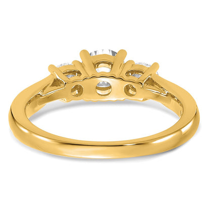 14K Gelbgold Verlobungsring mit 0,5 ct. laborgezüchtetem Diamant VS/SI+ G+, Mittelstein Rund 0,5 ct., Drei-Stein-Fassung