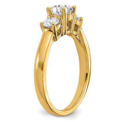 14K Gelbgold Dreistein-Verlobungsring mit 1 ct. laborgezüchtetem rundem Diamant, VS/SI+ G+