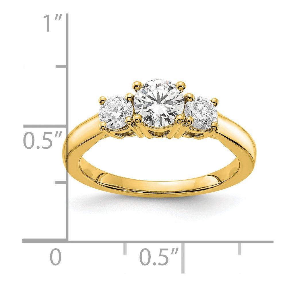 14K Gelbgold Verlobungsring mit 0,5 ct. laborgezüchtetem Diamant VS/SI+ G+, Mittelstein Rund 0,5 ct., Drei-Stein-Fassung