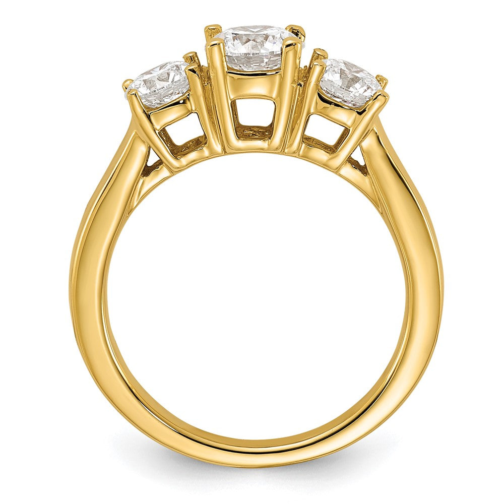 14K Gelbgold 1,5 ct. Labordiamant VS/SI+ G+ Rund Drei-Stein-Verlobungsring