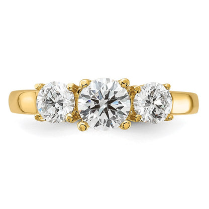14K Gelbgold 1,5 ct. Labordiamant VS/SI+ G+ Rund Drei-Stein-Verlobungsring