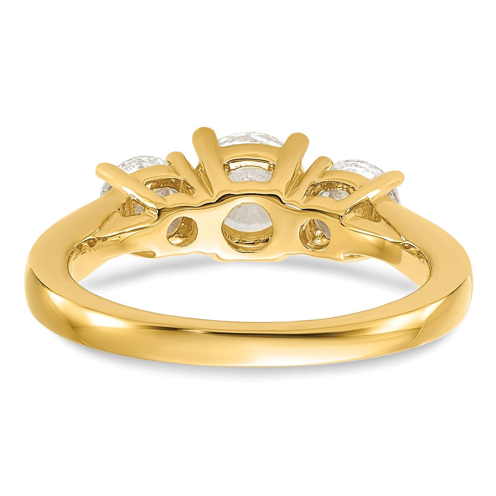 14K Gelbgold 1,5 ct. Labordiamant VS/SI+ G+ Rund Drei-Stein-Verlobungsring