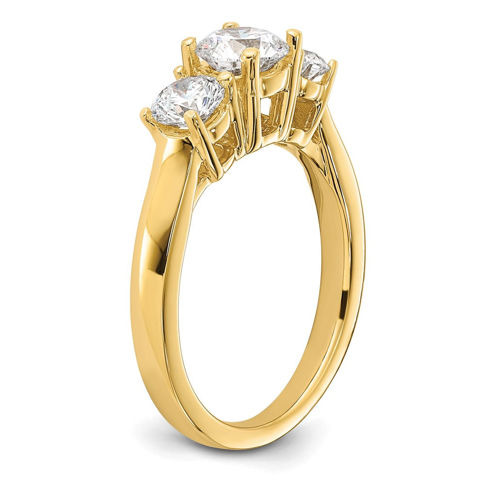14K Gelbgold 1,5 ct. Labordiamant VS/SI+ G+ Rund Drei-Stein-Verlobungsring
