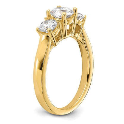 14K Gelbgold 1,5 ct. Labordiamant VS/SI+ G+ Rund Drei-Stein-Verlobungsring