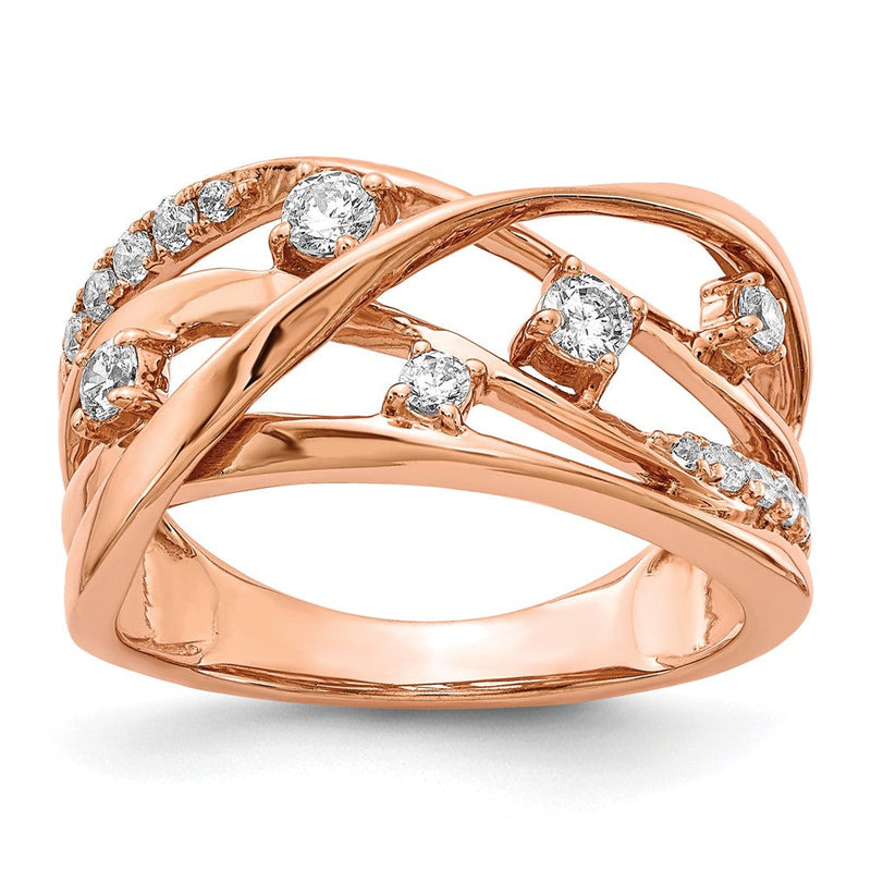 14 Karat Roségold Ring mit natürlichen Diamanten, 0,501 ct Gesamtgewicht