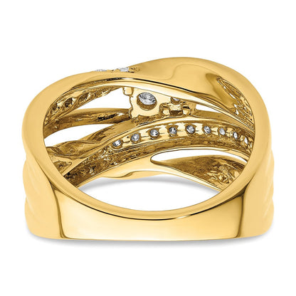 14K Gelbgold Fashion-Ring mit natürlichen Diamanten