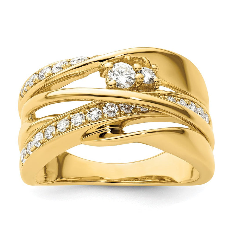 14K Gelbgold Fashion-Ring mit natürlichen Diamanten
