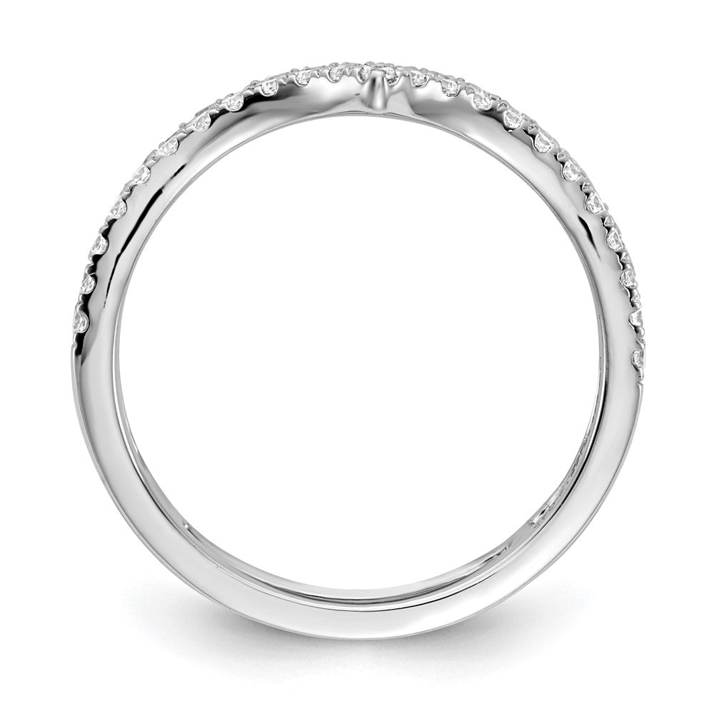 14K Weißgold Ring mit V-förmiger, 2-reihiger Diamant-Besetzung
