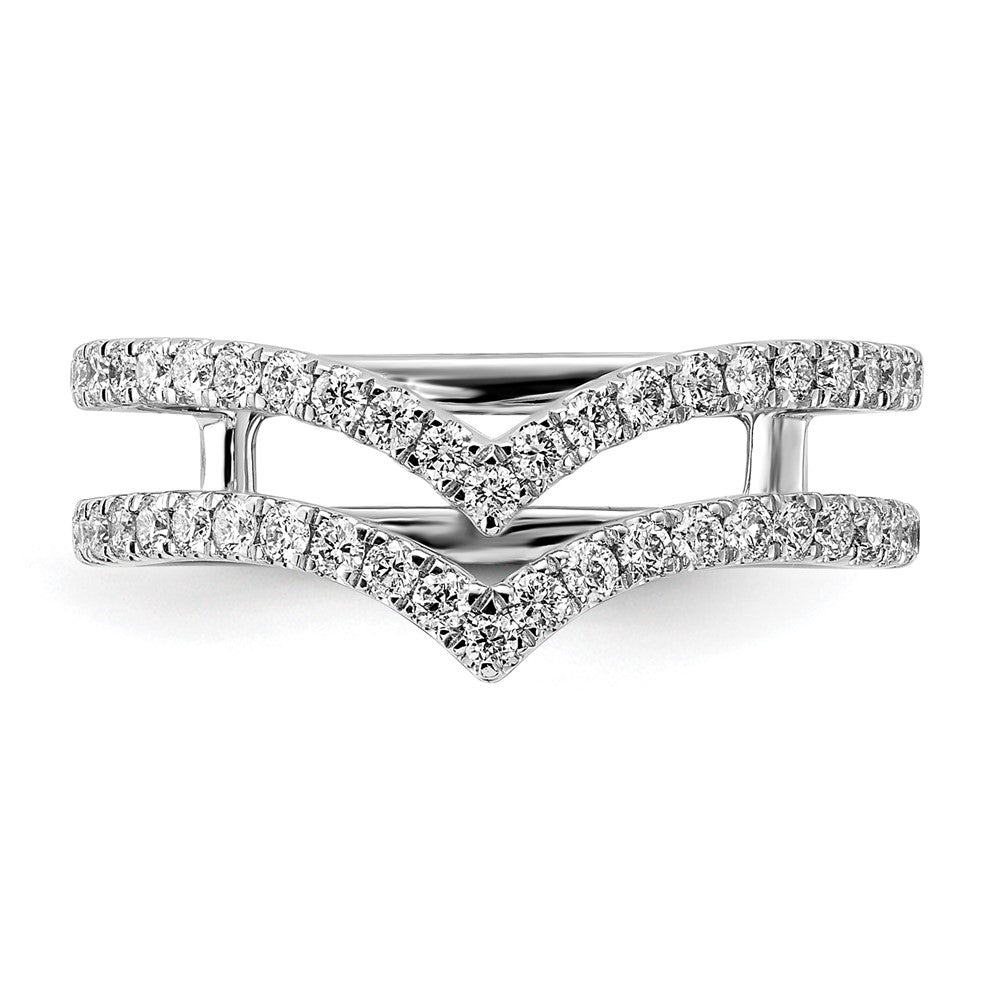 14K Weißgold Ring mit V-förmiger, 2-reihiger Diamant-Besetzung