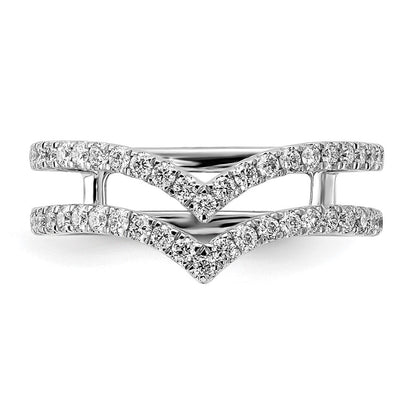 14K Weißgold Ring mit V-förmiger, 2-reihiger Diamant-Besetzung