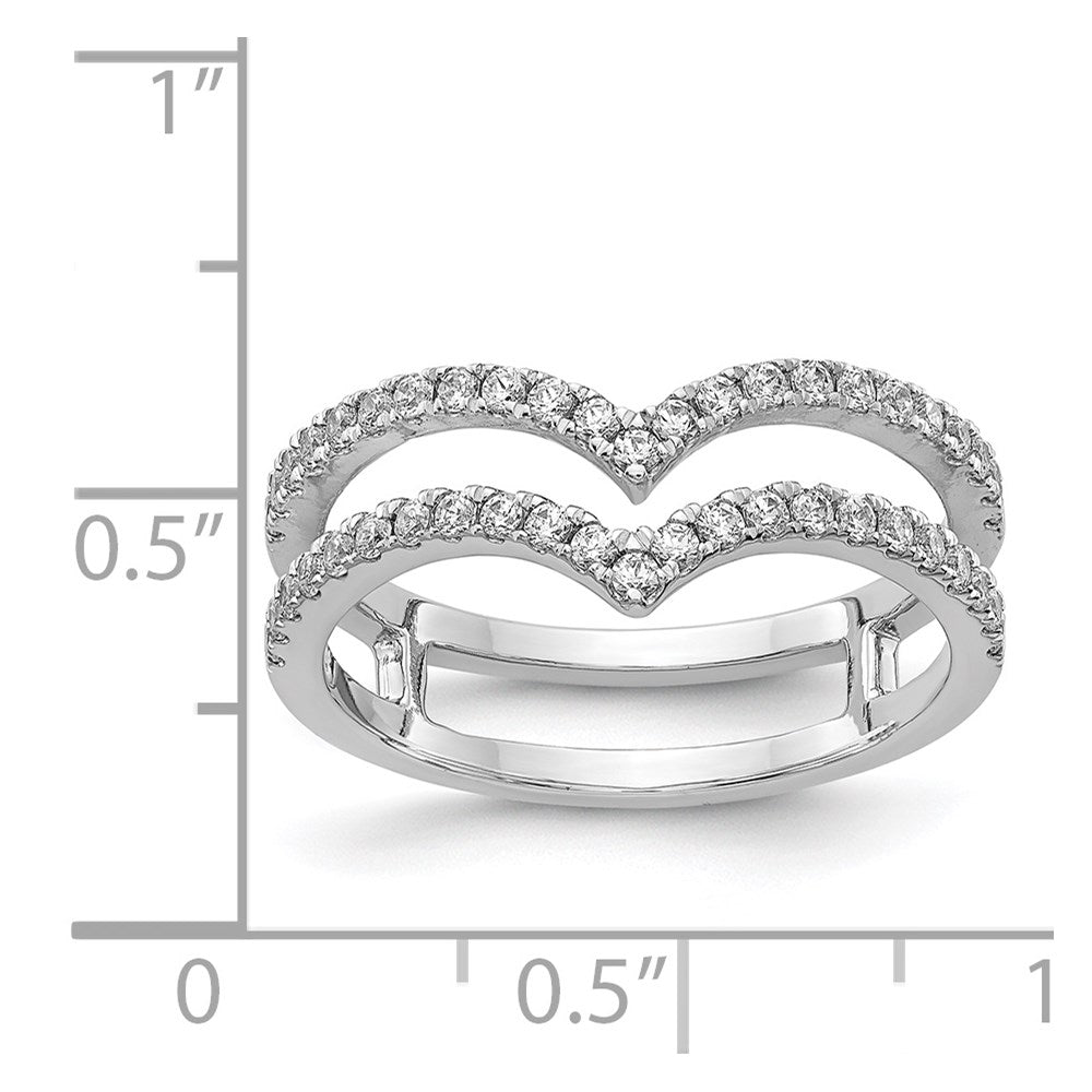 14K Weißgold Ring mit V-förmiger, 2-reihiger Diamant-Besetzung