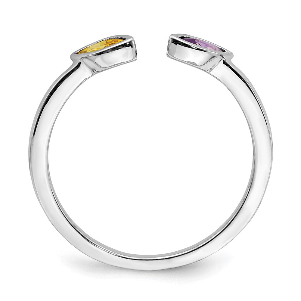 14K Weißgold Marquise Amethyst und Citrin Ring
