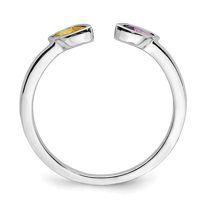 14K Weißgold Marquise Amethyst und Citrin Ring