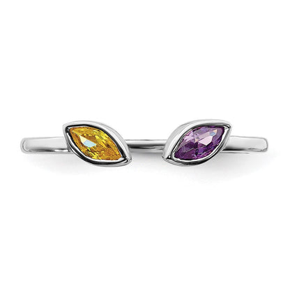 14K Weißgold Marquise Amethyst und Citrin Ring
