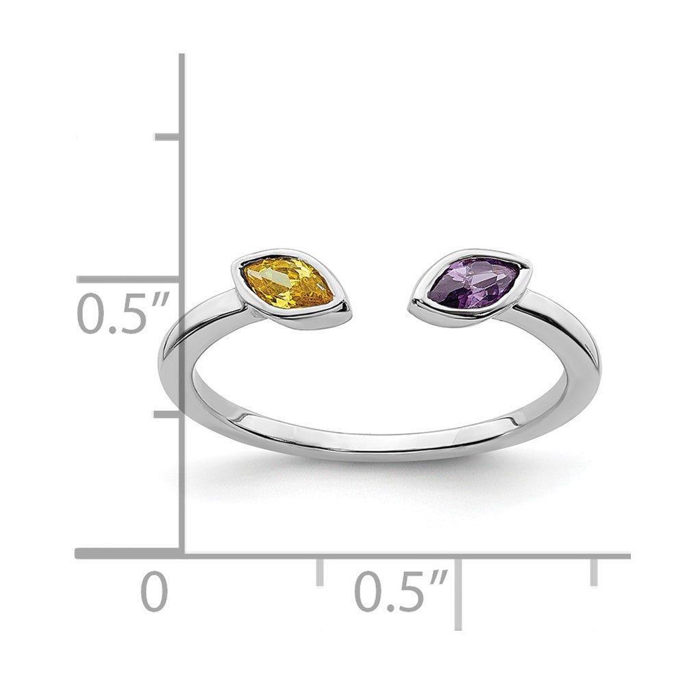14K Weißgold Marquise Amethyst und Citrin Ring