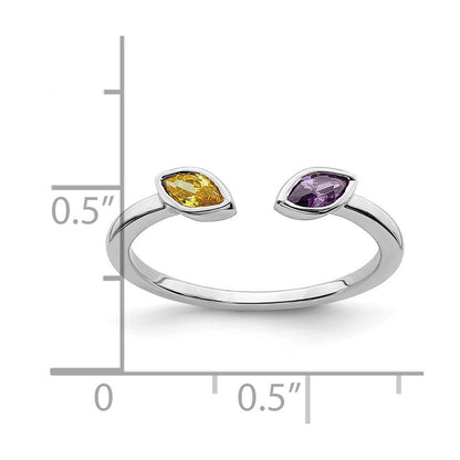 14K Weißgold Marquise Amethyst und Citrin Ring