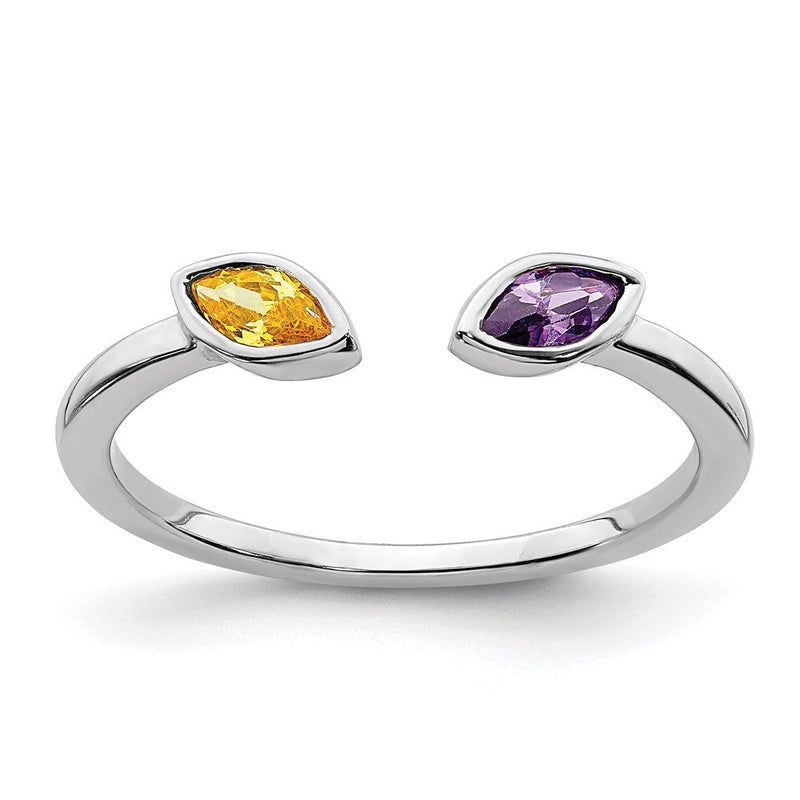 14K Weißgold Marquise Amethyst und Citrin Ring