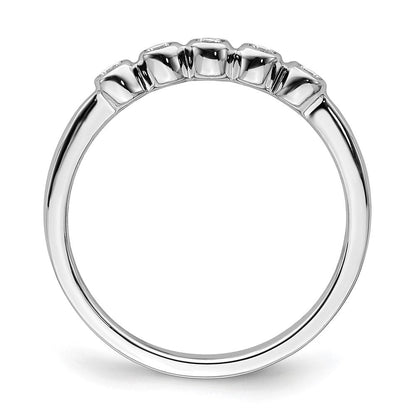 14K Weißgold Ring mit 5 Diamanten in Zargenfassung