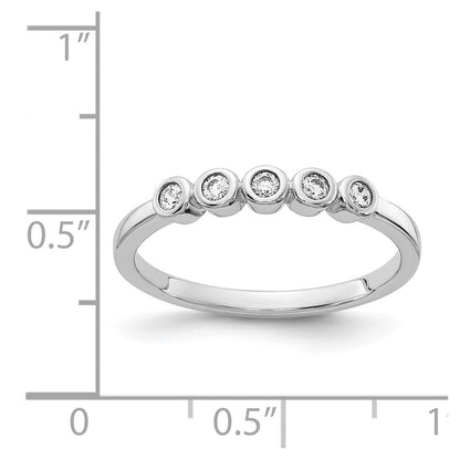 14K Weißgold Ring mit 5 Diamanten in Zargenfassung