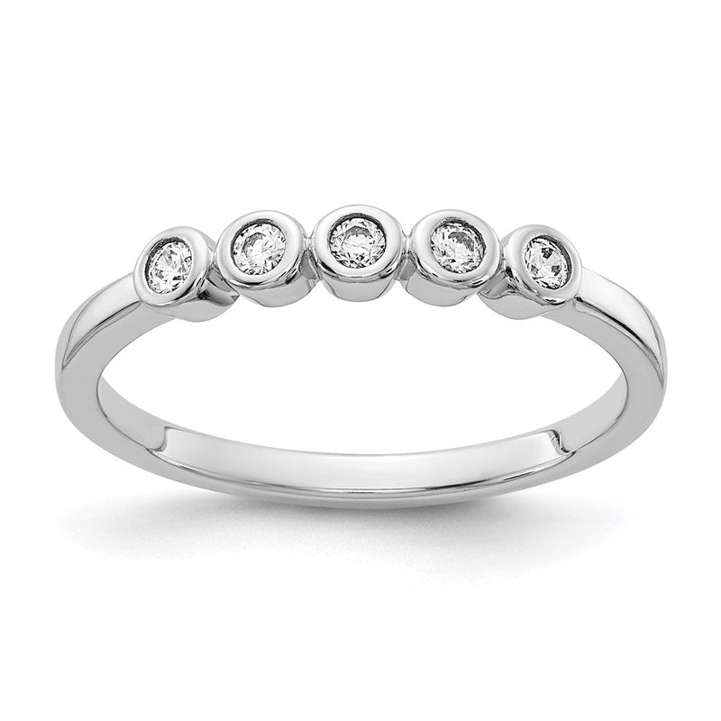 14K Weißgold Ring mit 5 Diamanten in Zargenfassung