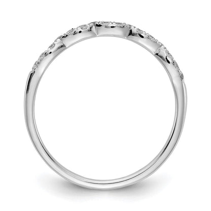 14K Weißgold Diamant-Ring mit Wellenrand