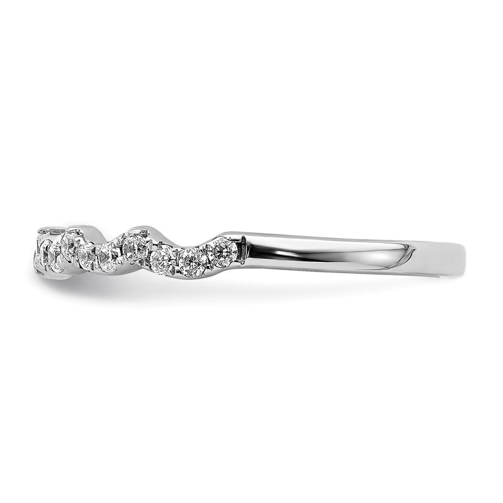 14K Weißgold Diamant-Ring mit Wellenrand