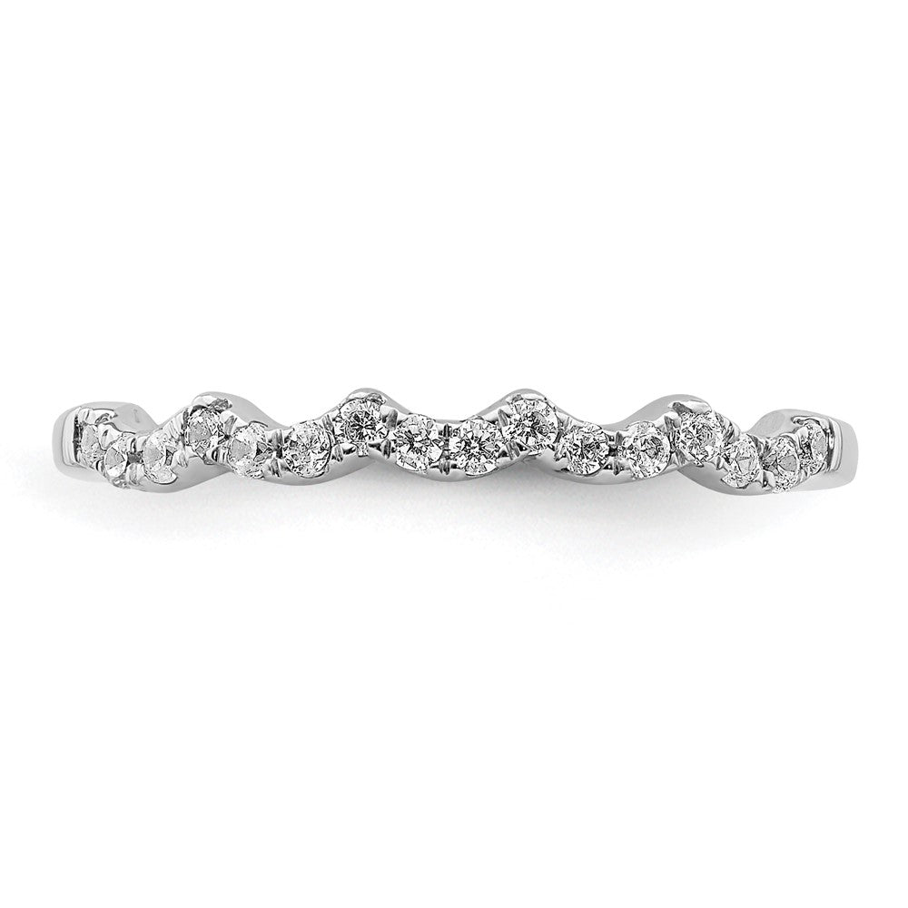 14K Weißgold Diamant-Ring mit Wellenrand