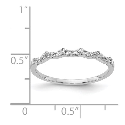 14K Weißgold Diamant-Ring mit Wellenrand