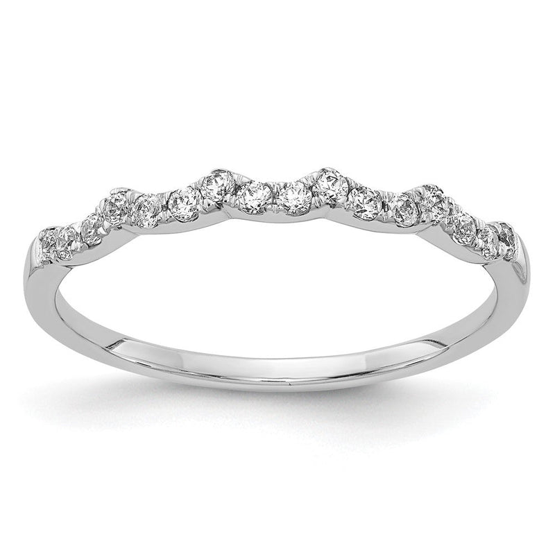 14K Weißgold Diamant-Ring mit Wellenrand