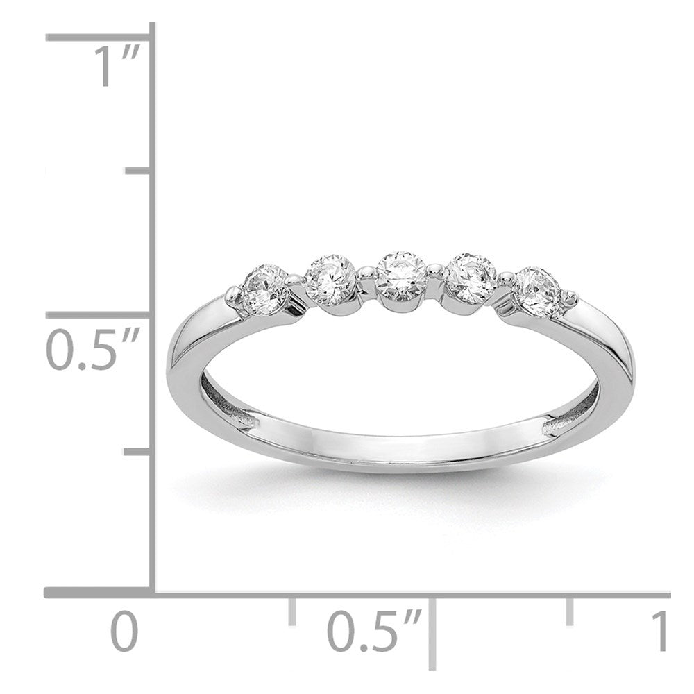 585 Weißgold 5-Stein-Ring mit natürlichen Diamanten