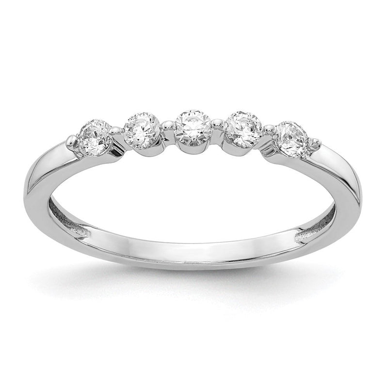 585 Weißgold 5-Stein-Ring mit natürlichen Diamanten