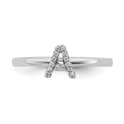Ring aus 14K Weißgold mit natürlichen Diamanten, Initiale „A“