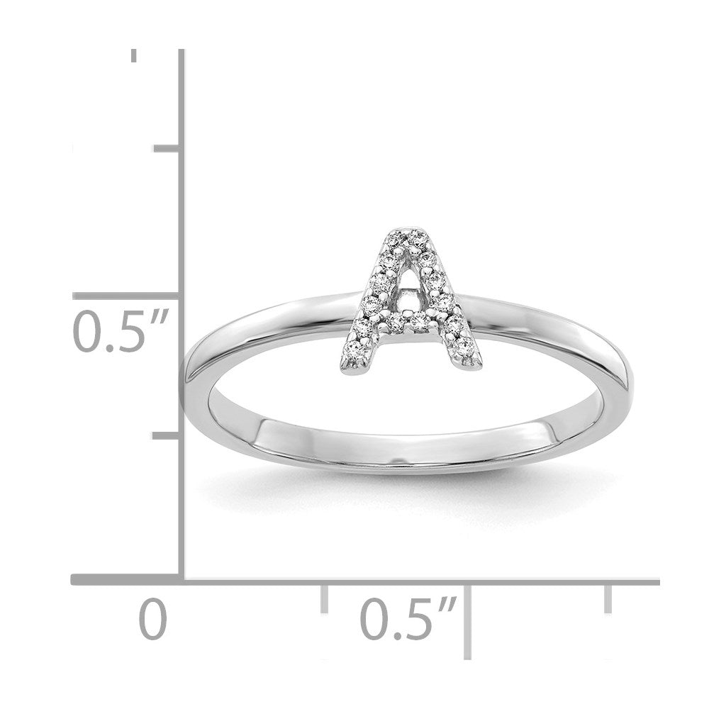 Ring aus 14K Weißgold mit natürlichen Diamanten, Initiale „A“