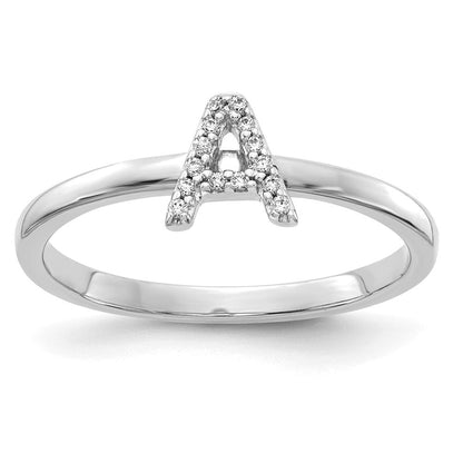 Ring aus 14K Weißgold mit natürlichen Diamanten, Initiale „A“