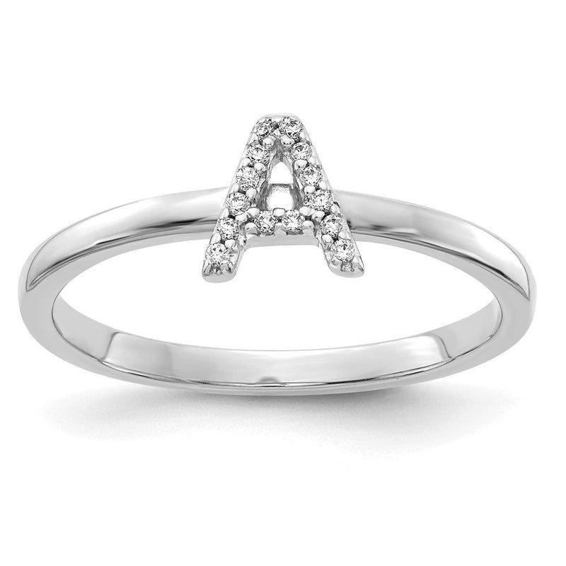 Ring aus 14K Weißgold mit natürlichen Diamanten, Initiale „A“