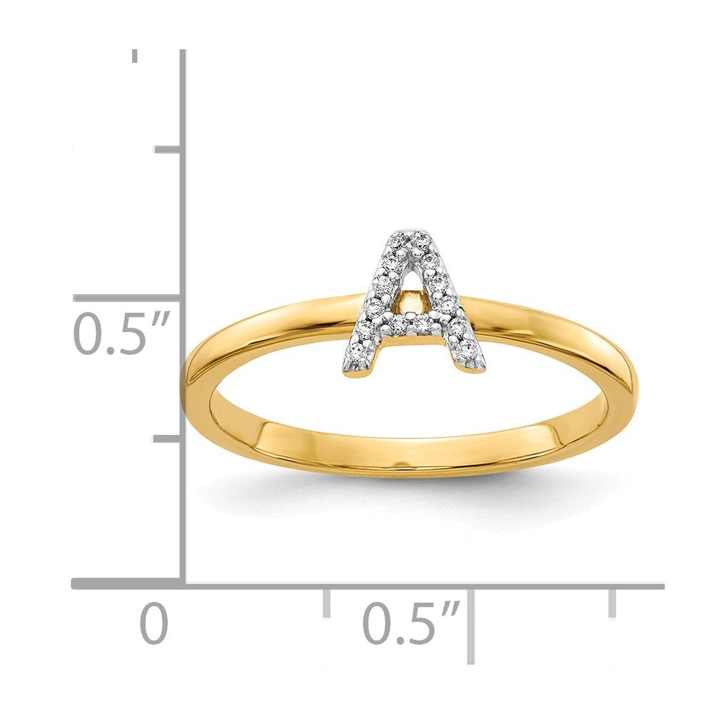 14K Gelbgold Ring mit natürlichem Diamant-Initial „A“