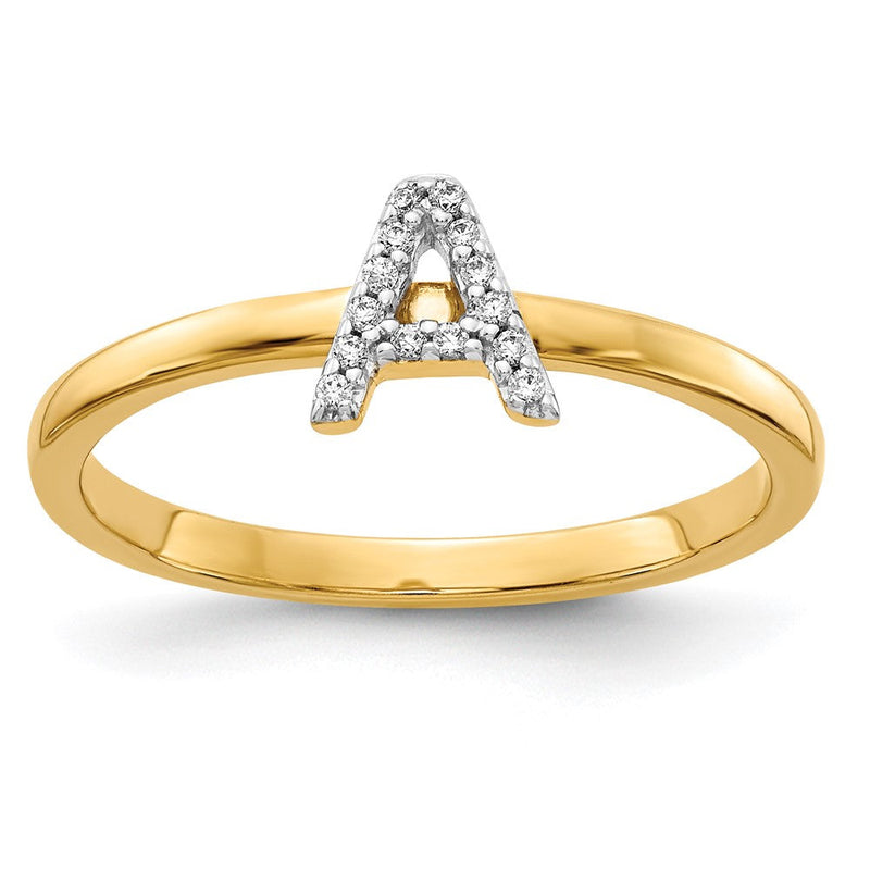 14K Gelbgold Ring mit natürlichem Diamant-Initial „A“