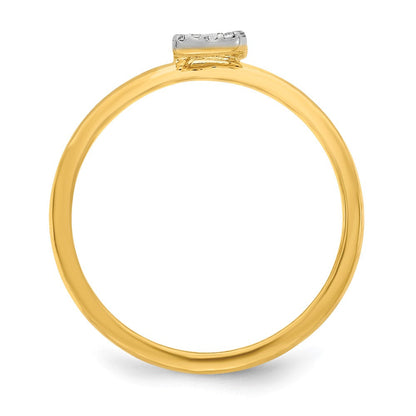 14K Gelbgold Ring mit natürlichem Diamant-Initial „B"
