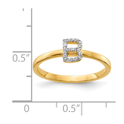 14K Gelbgold Ring mit natürlichem Diamant-Initial „B"