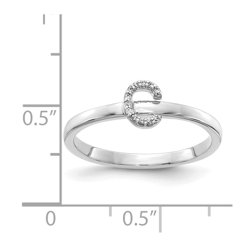14K Weißgold Ring mit natürlichem Diamant, Buchstabe C